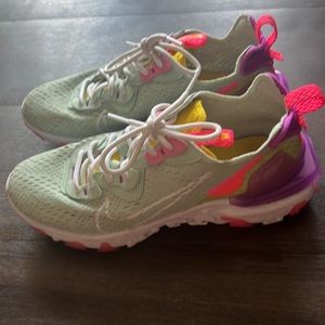 NIKE womens React Vision 'Pistachio Frost' pink green purple yellow white